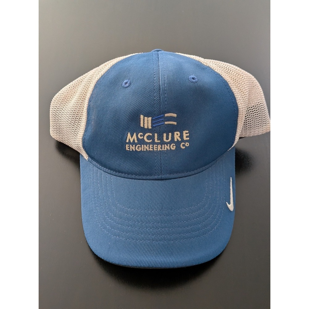 Nike Golf Flexfit Hat Blue‎ White Mesh McClure Engineering
